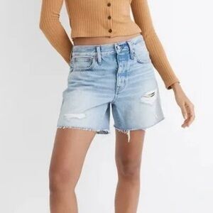 Madewell Relaxed Mid Length Denim Shorts Steenwick Wash: Ripped Edition